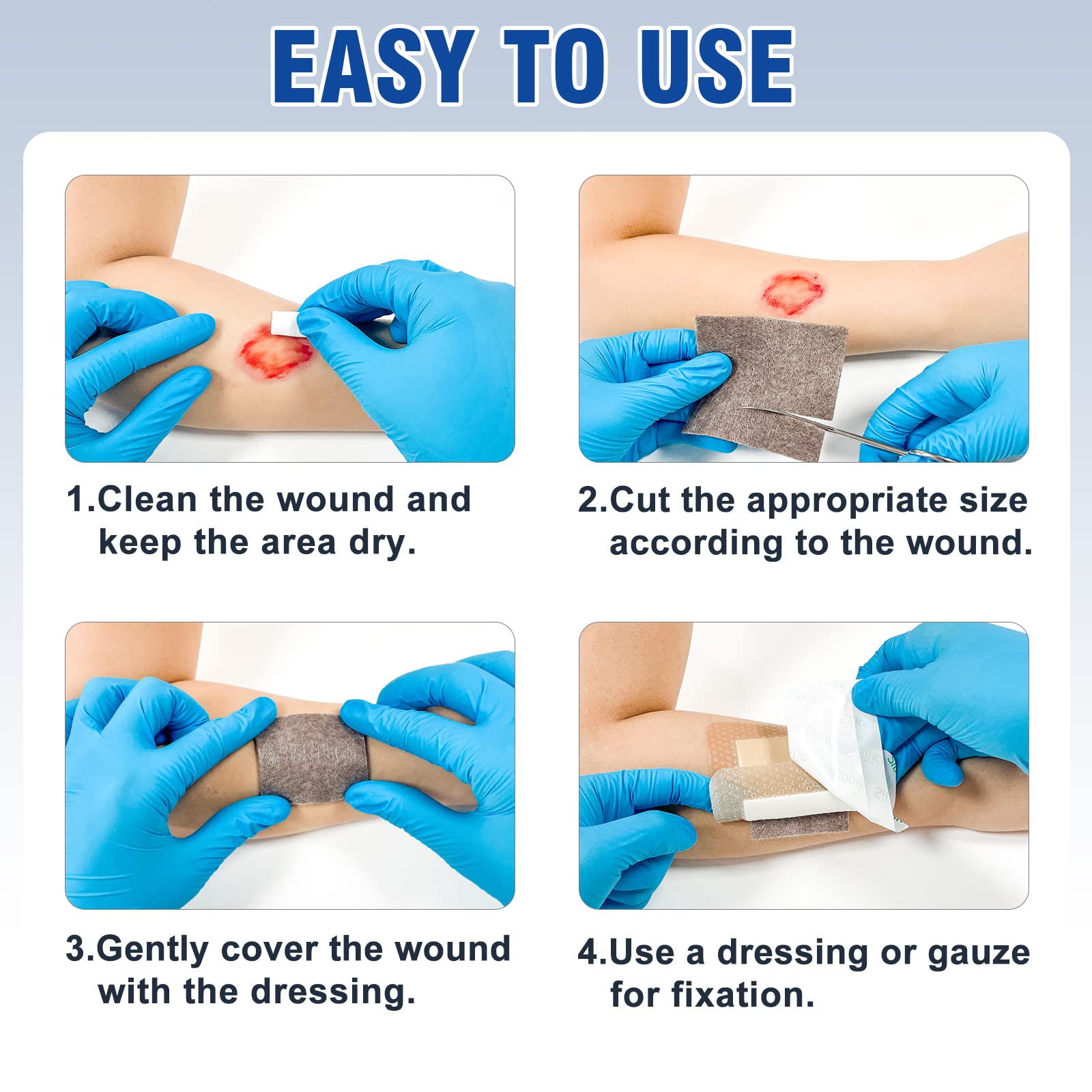 Ceeport dressings suitable for various wounds and sizes.