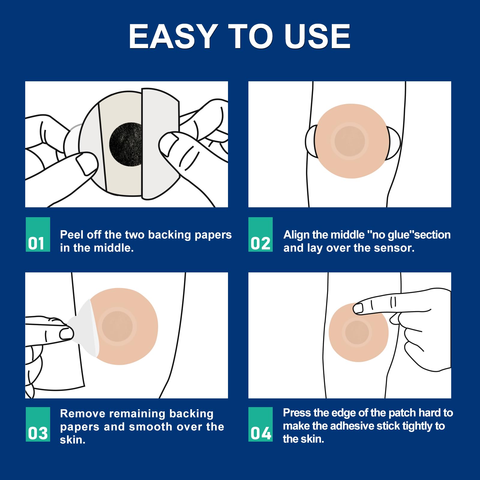 Ceeport Freestyle patches adhesive-free center area supports extended wear.