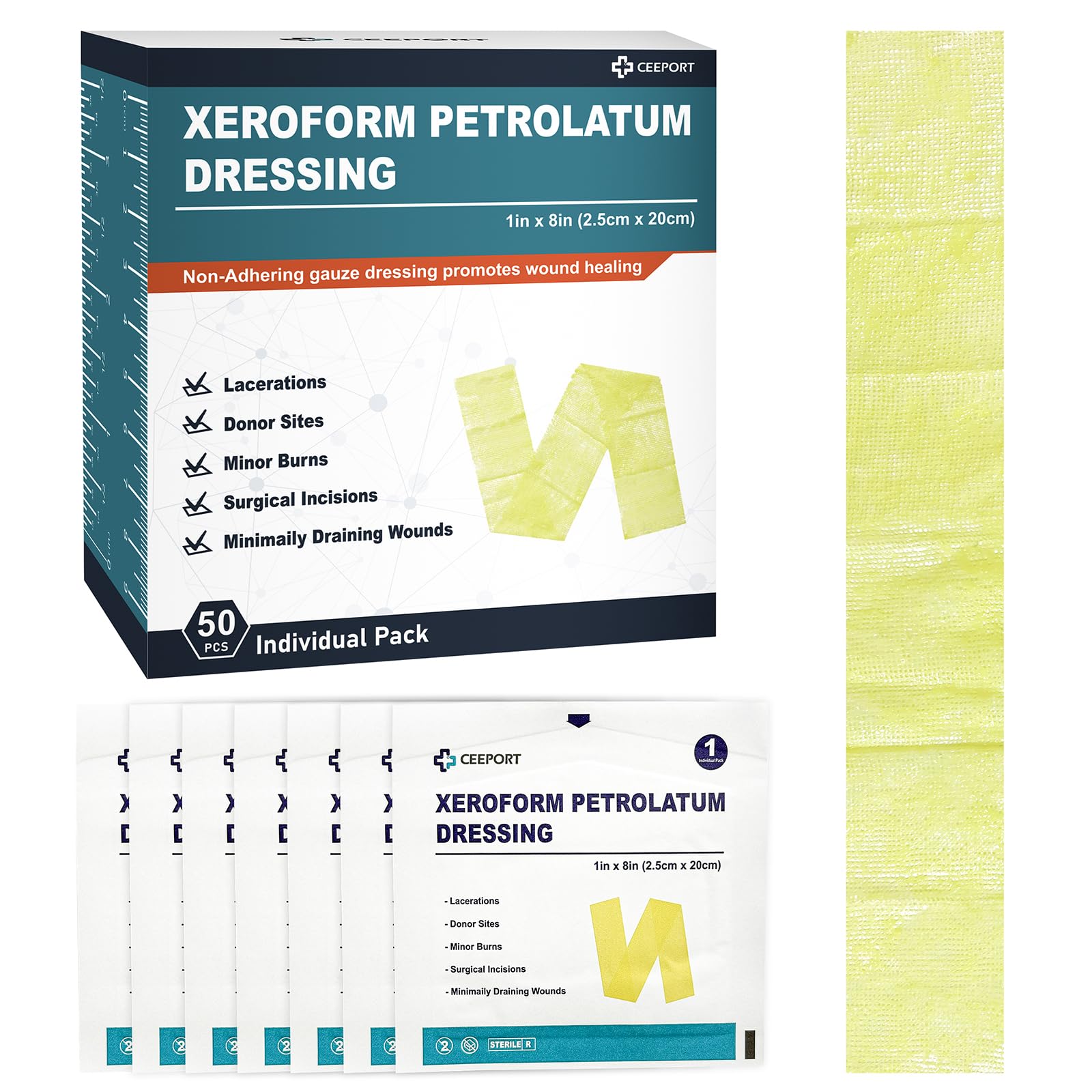 Ceeport Xeroform suitable for burns, incisions, and other wounds.