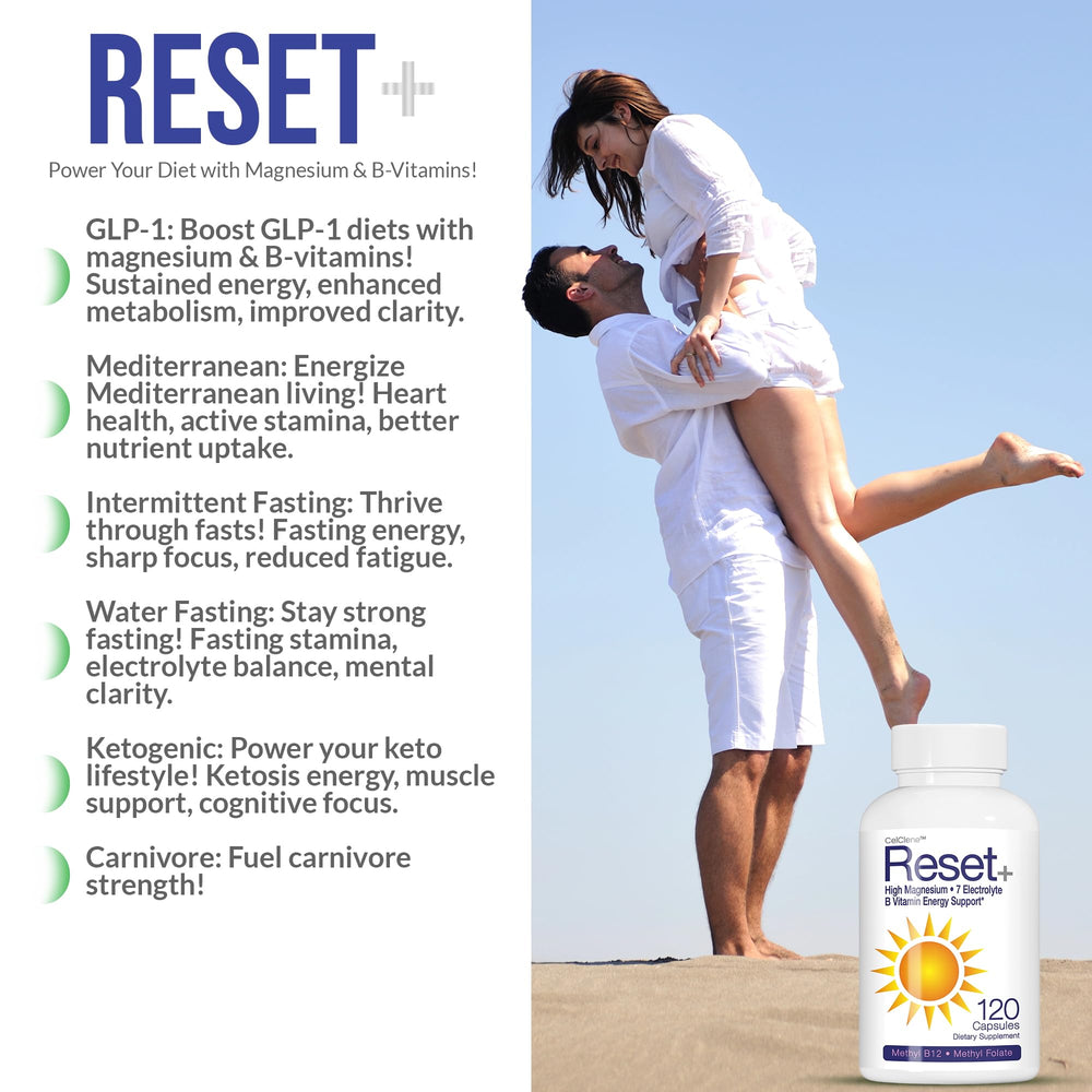 Glass with ice shows easy daily hydration ritual with Reset+.