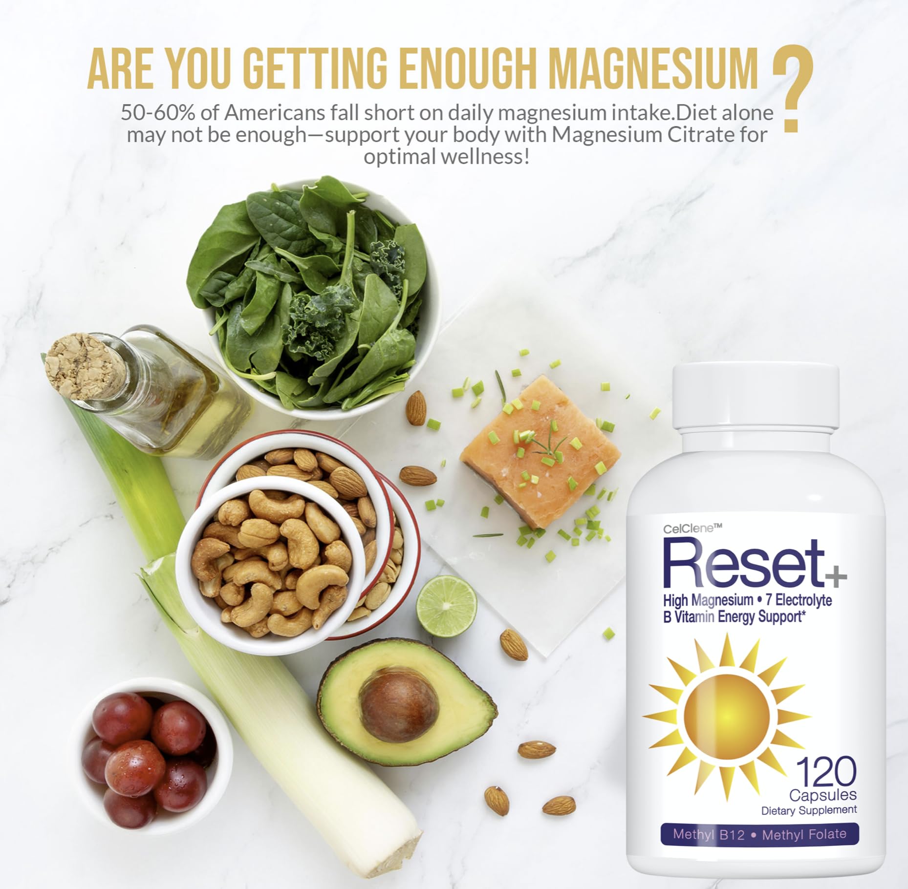 Scoop of Reset+ powder demonstrates convenient daily dose for busy days.