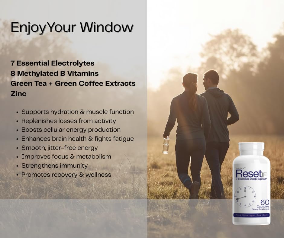 CELCLENE ResetIF bottle label showcasing natural electrolytes and B vitamins for fasted workouts