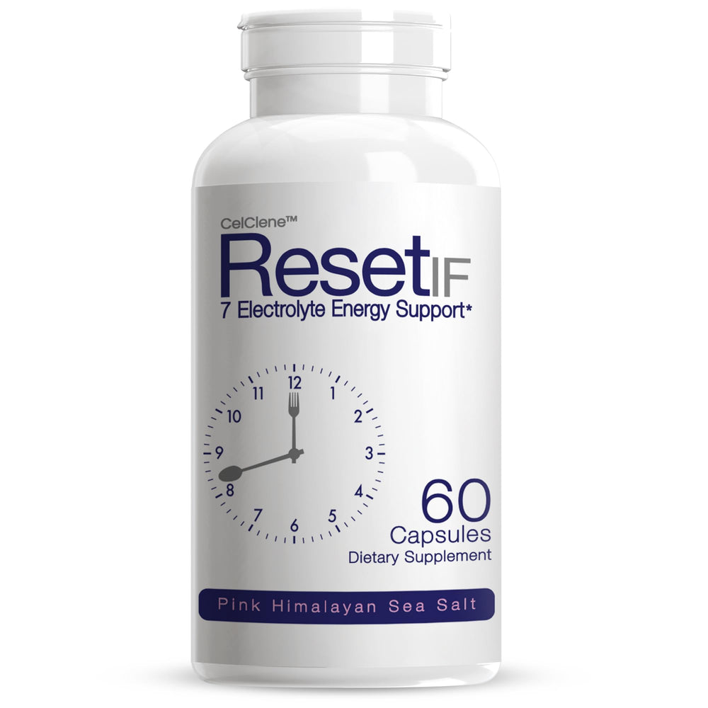 CELCLENE ResetIF energy capsules close-up highlighting electrolyte balance for active days