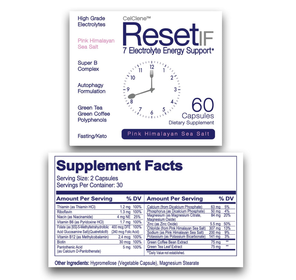 CELCLENE ResetIF packaging front view emphasizing USA-made energy electrolyte support