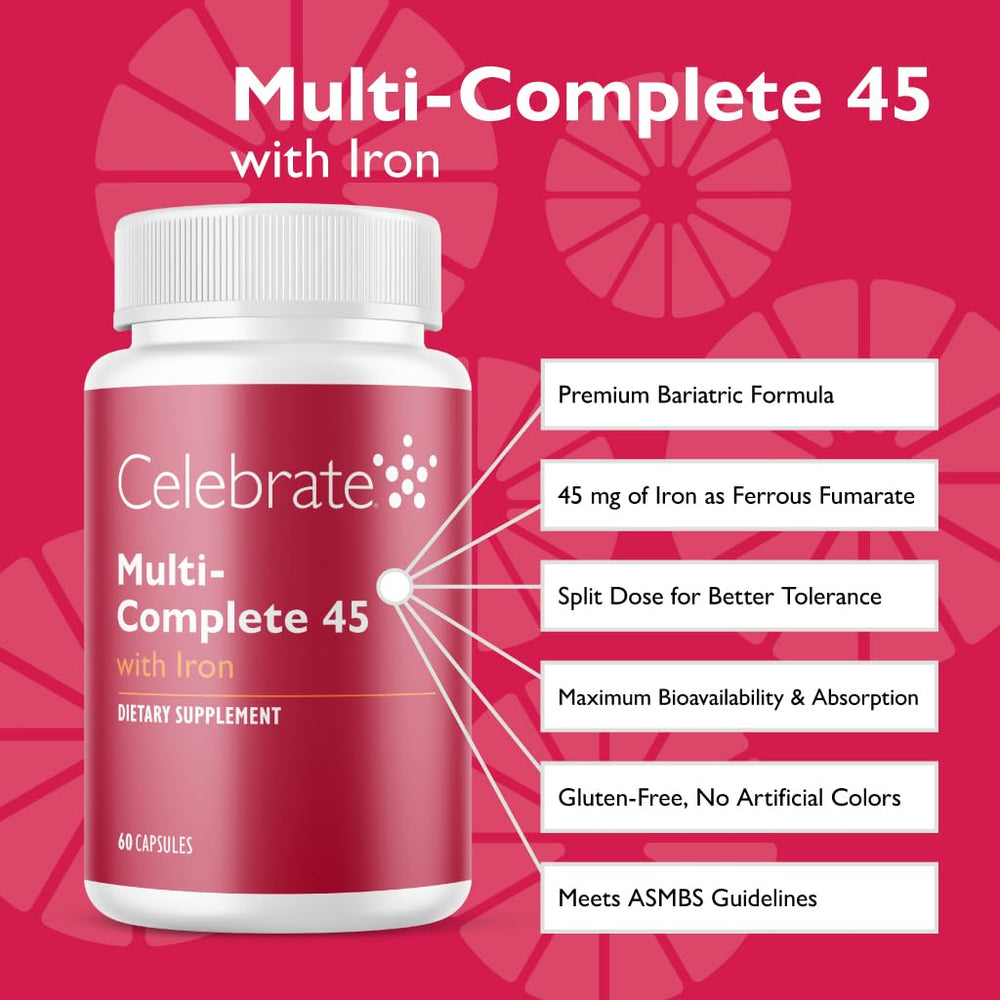 Celebrate Vitamins Multi-Complete capsules absorb nutrients efficiently for post-surgery needs.