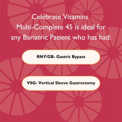 Celebrate Multi-Complete daily dosage panel shows split iron dose.