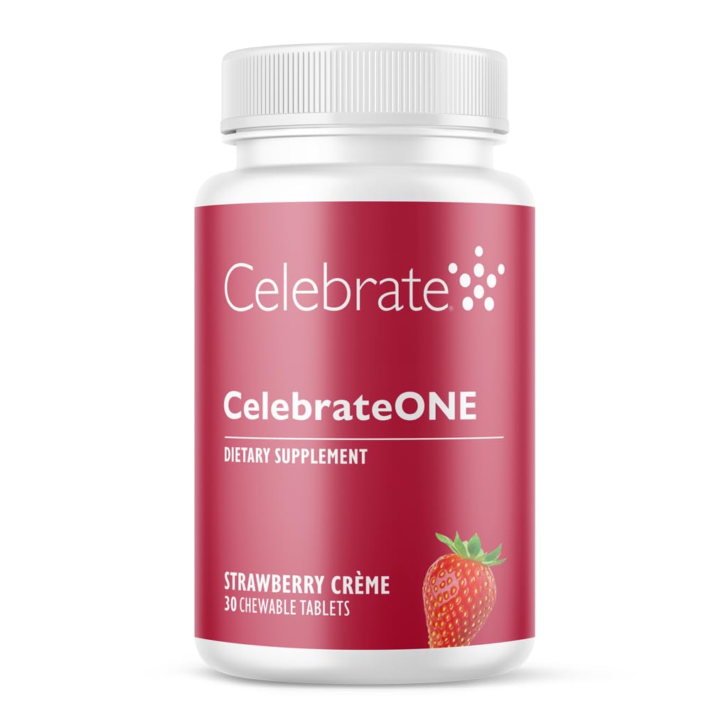 CelebrateONE chewables strawberry creme bottle for daily post-surgery support