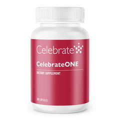 CelebrateONE Iron Free bottle front for easy daily post-bariatric vitamin support