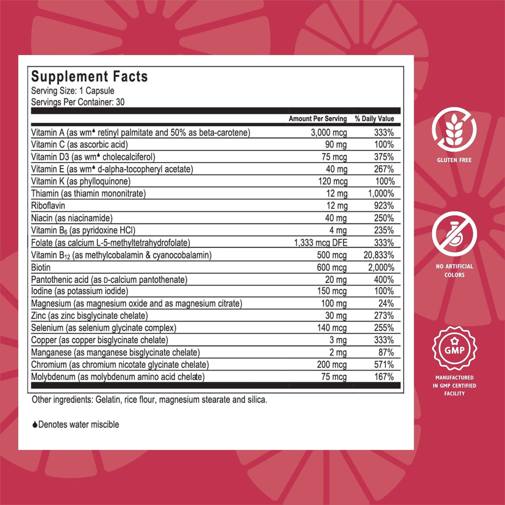 CelebrateONE Iron Free bottle with label emphasizes responsible nutrition and ASMBS guidelines