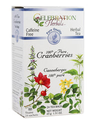 Celebration Herbals Cranberries Pure Quality 24-pack packaging shot highlights convenient pantry storage
