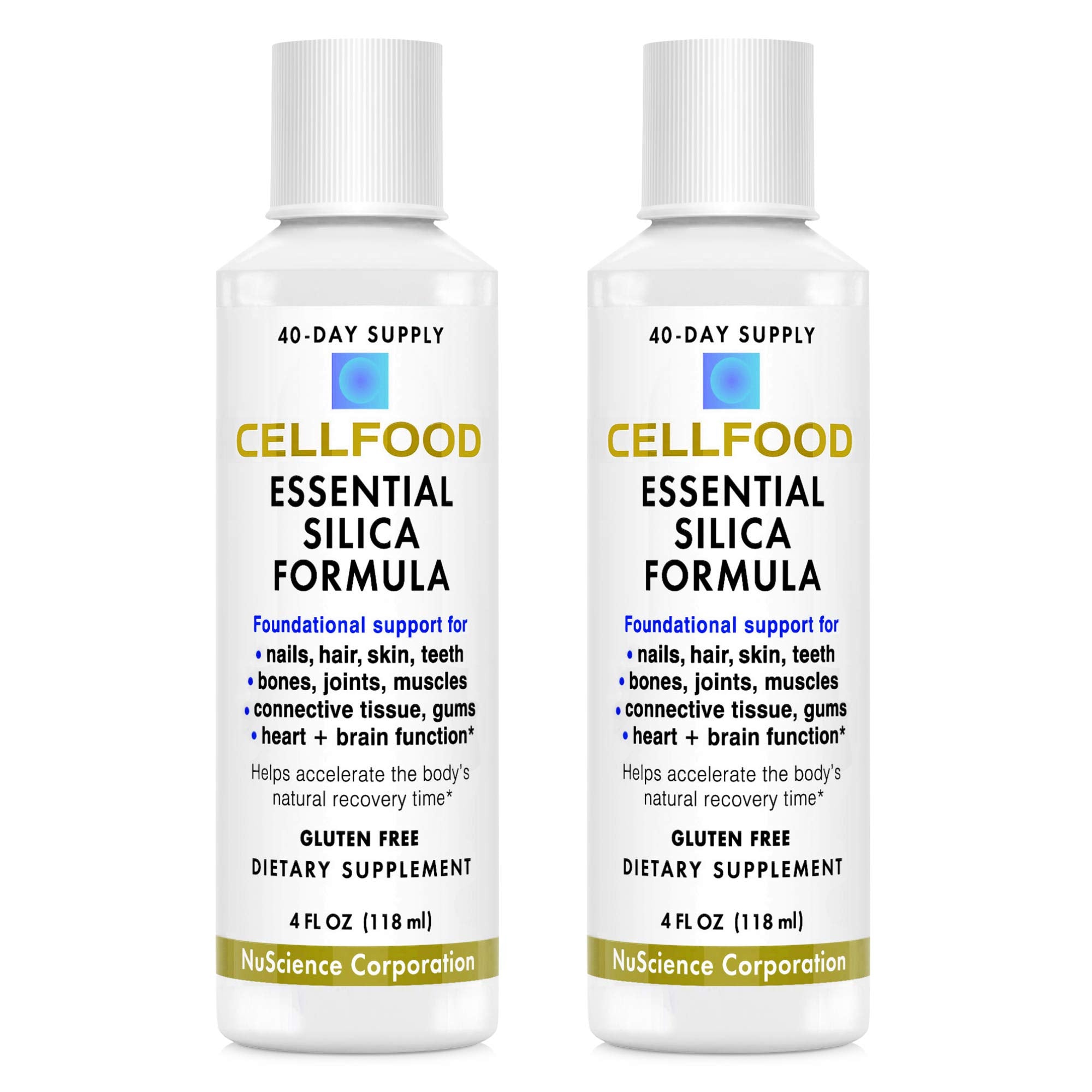 Cellfood Essential Silica bottle pour, easy daily liquid intake for minerals.