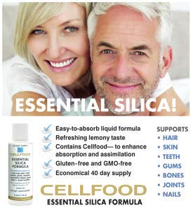 Cellfood Essential Silica liquid pour demonstrates smooth mix for teeth and gums