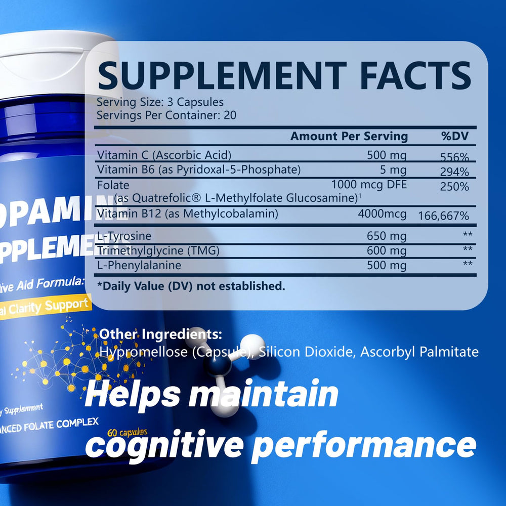 CellJuvMax Dopamine Brain Food bottle highlighting convenient 60 count packaging.