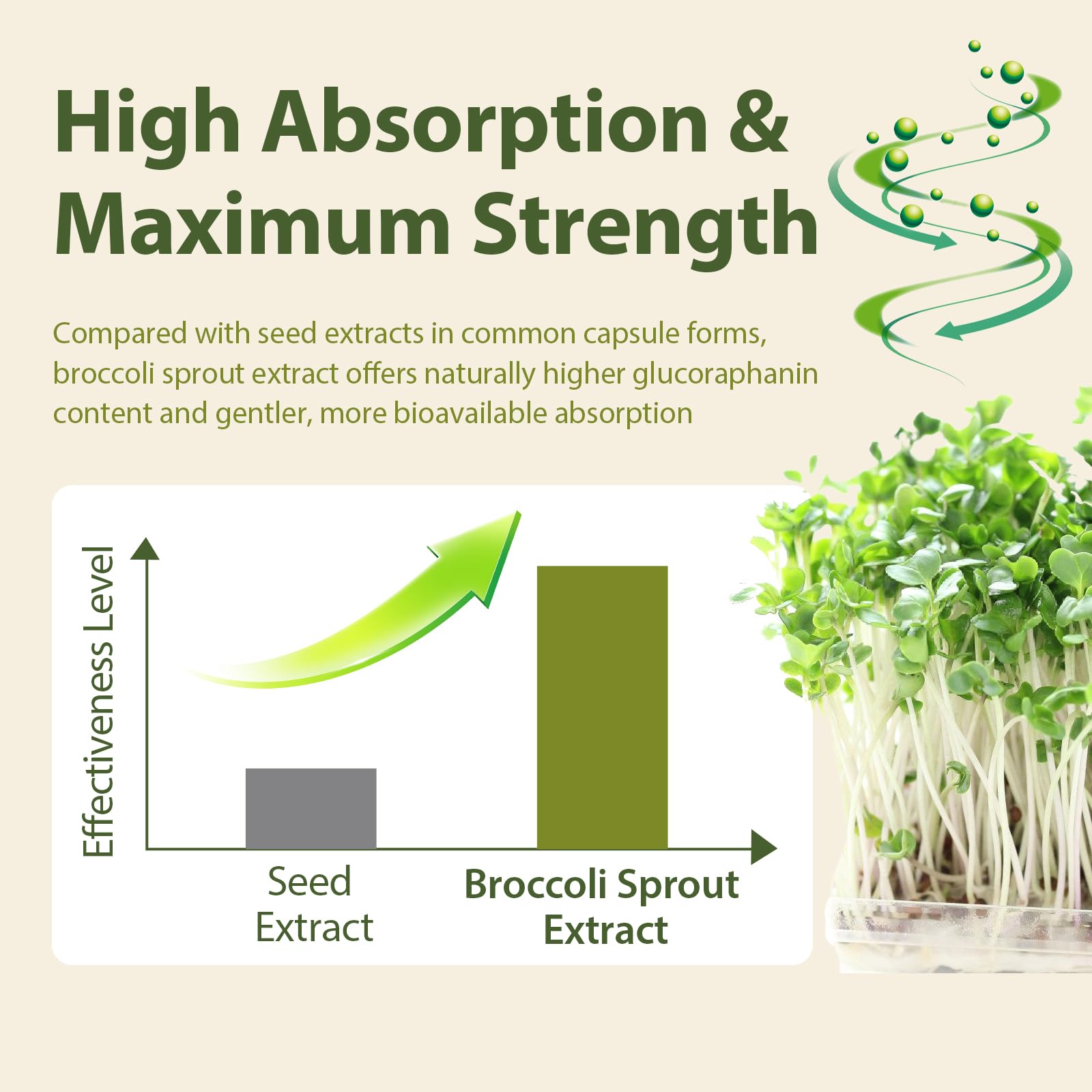 Cenffitio Sulforaphane smoothie pour showing fast-absorbing powder