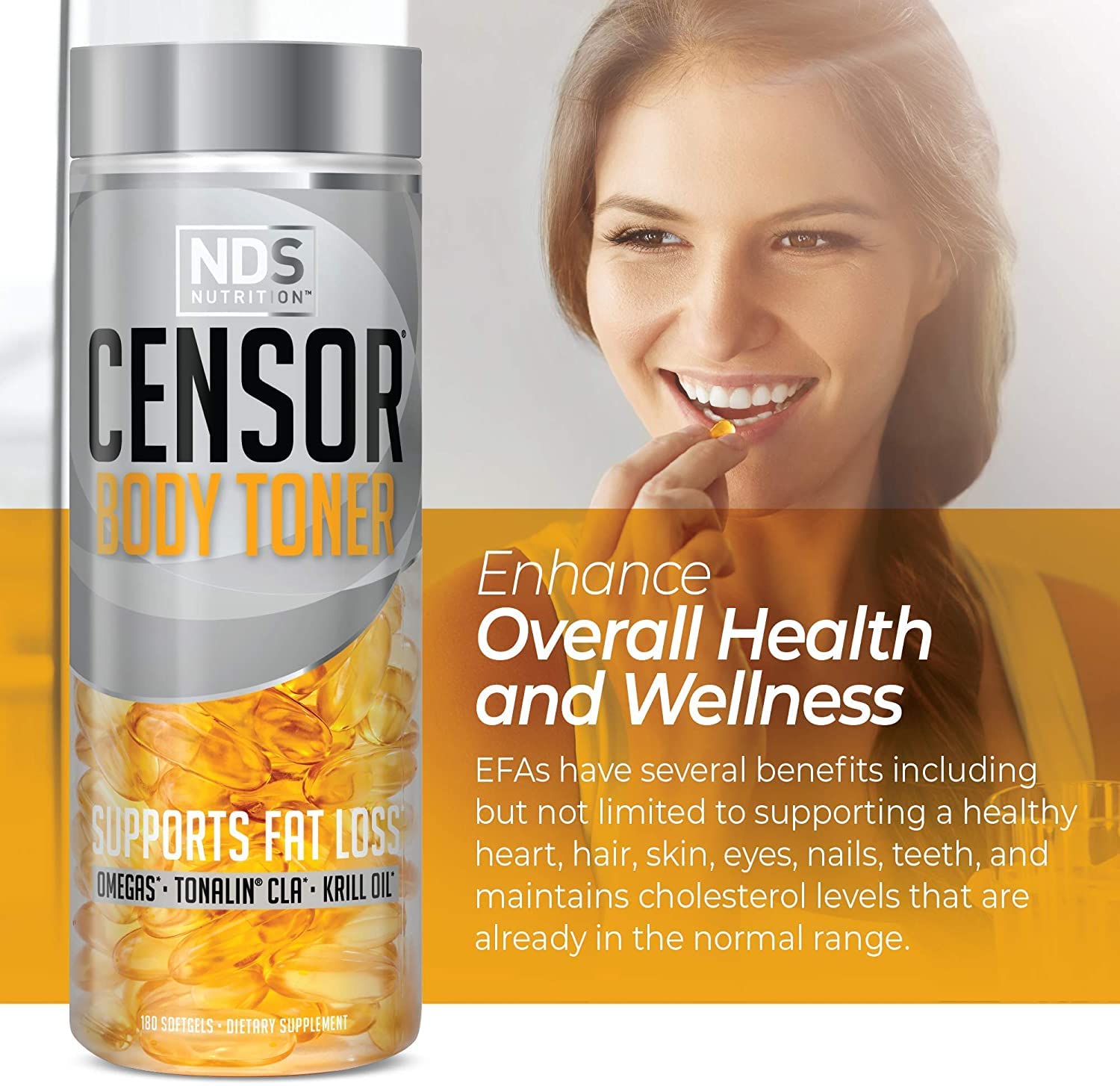 Censor NDS Nutrition omega 3-6-9 label highlighting essential fats