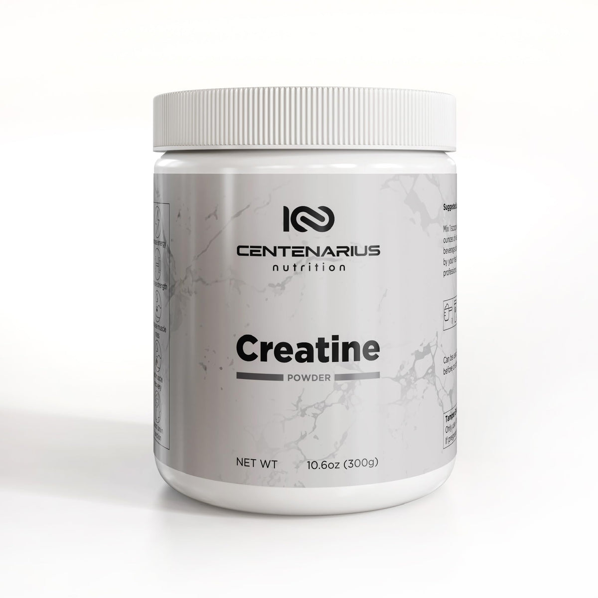Centenarius Nutrition Creapure Creatine Monohydrate package showing pure unflavored powder for athletes.