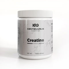 Centenarius Nutrition Creapure Creatine Monohydrate package showing pure unflavored powder for athletes.