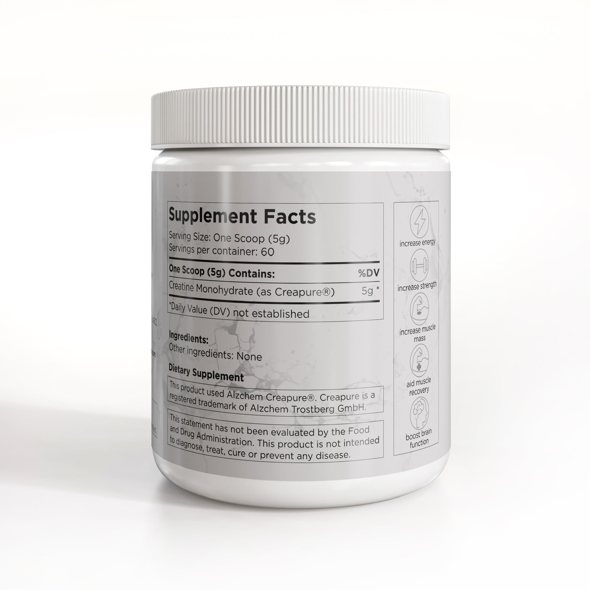 Centenarius Nutrition Creapure Creatine Monohydrate scoop demonstrating exact serving for strength training.