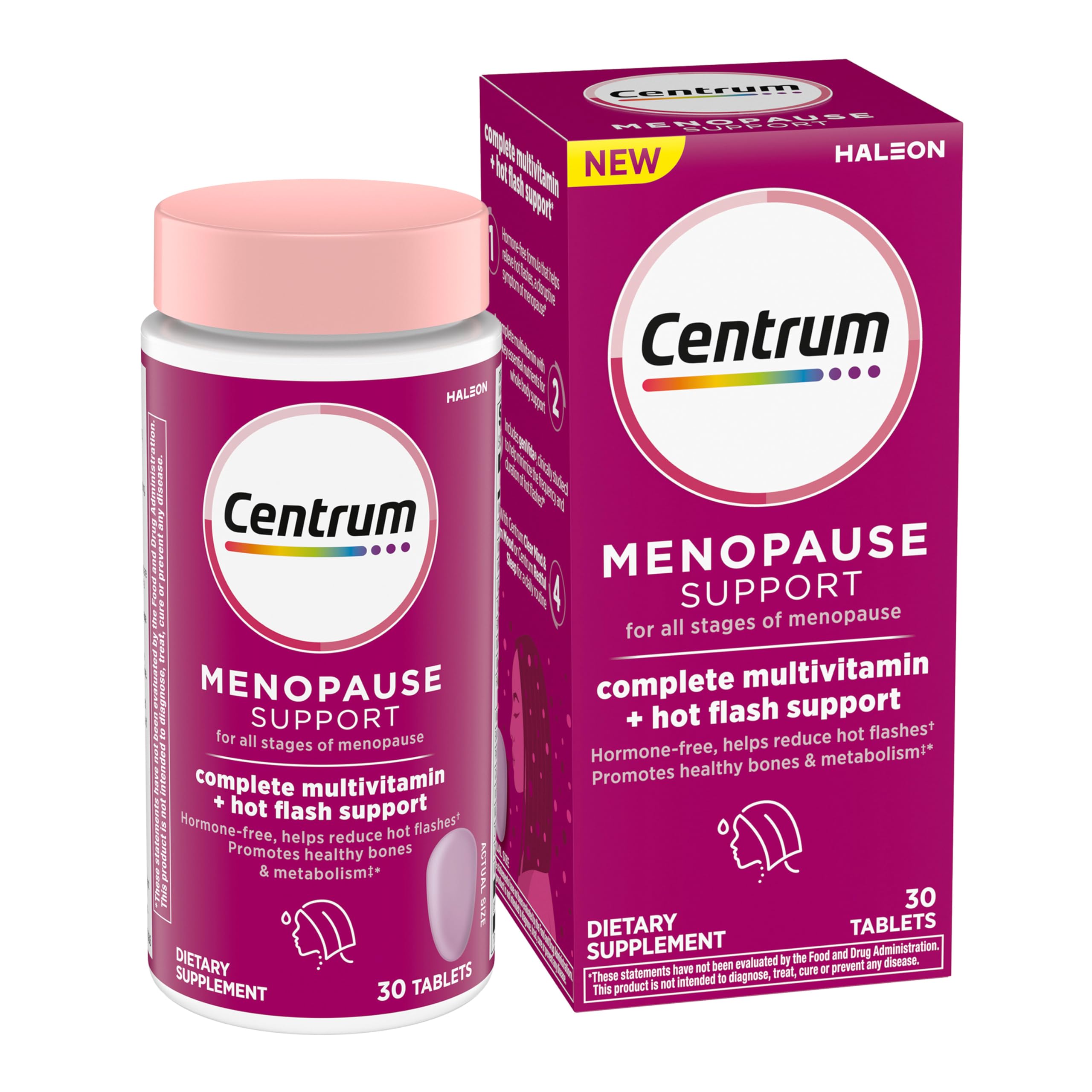 Centrum complete multivitamin hot-flash bottle with geniVida for potential relief