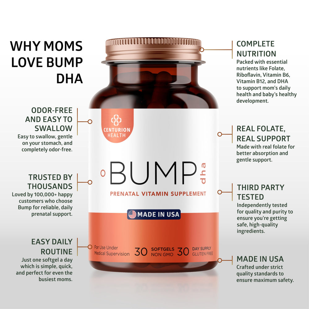 Centurion Labs clearly labeled prenatal vitamins for reliable daily use.