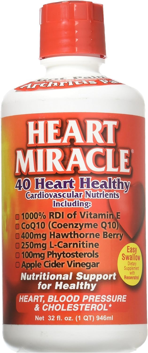 Century Systems Heart Miracle bottle pours into a glass, signaling easy daily heart nutrition.