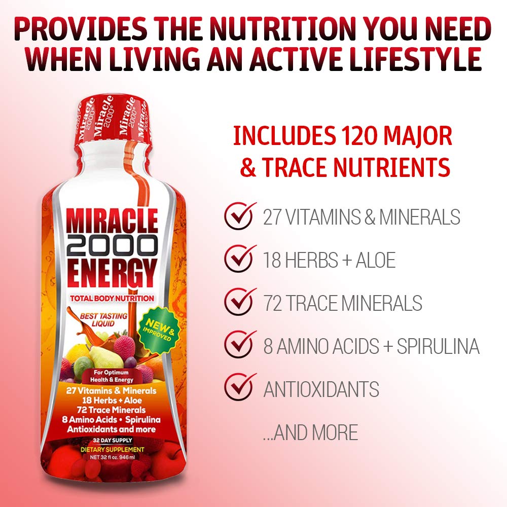 Century Systems Miracle 2000 ingredients spread: demonstrates comprehensive vitamins, minerals, and antioxidants at a glance.
