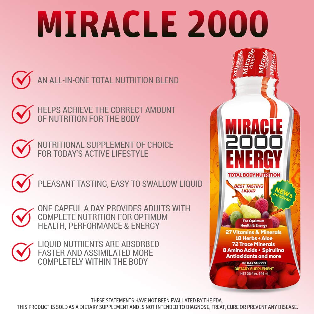 Century Systems Miracle 2000 label closeup: clear ingredient details for informed daily use.