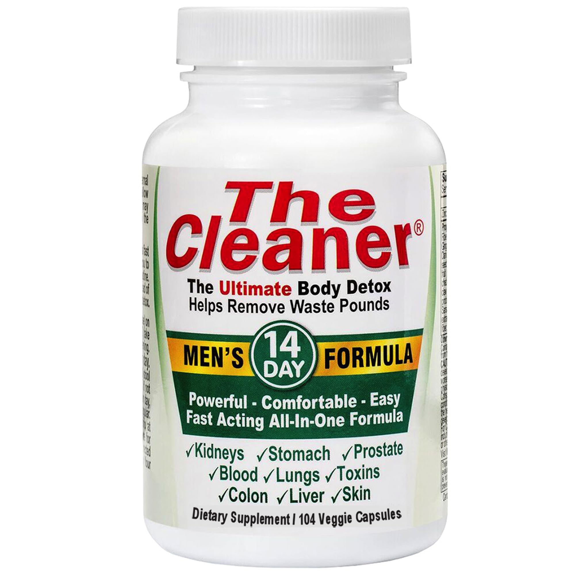 Century Systems The Cleaner Detox bottle front view, 104 vegetarian capsules for a 14-day cleanse