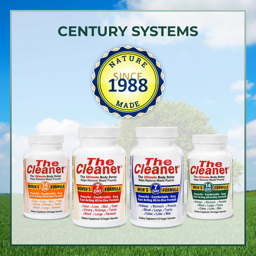 Century Systems The Cleaner Detox ingredients schematic highlights vegetarian blend
