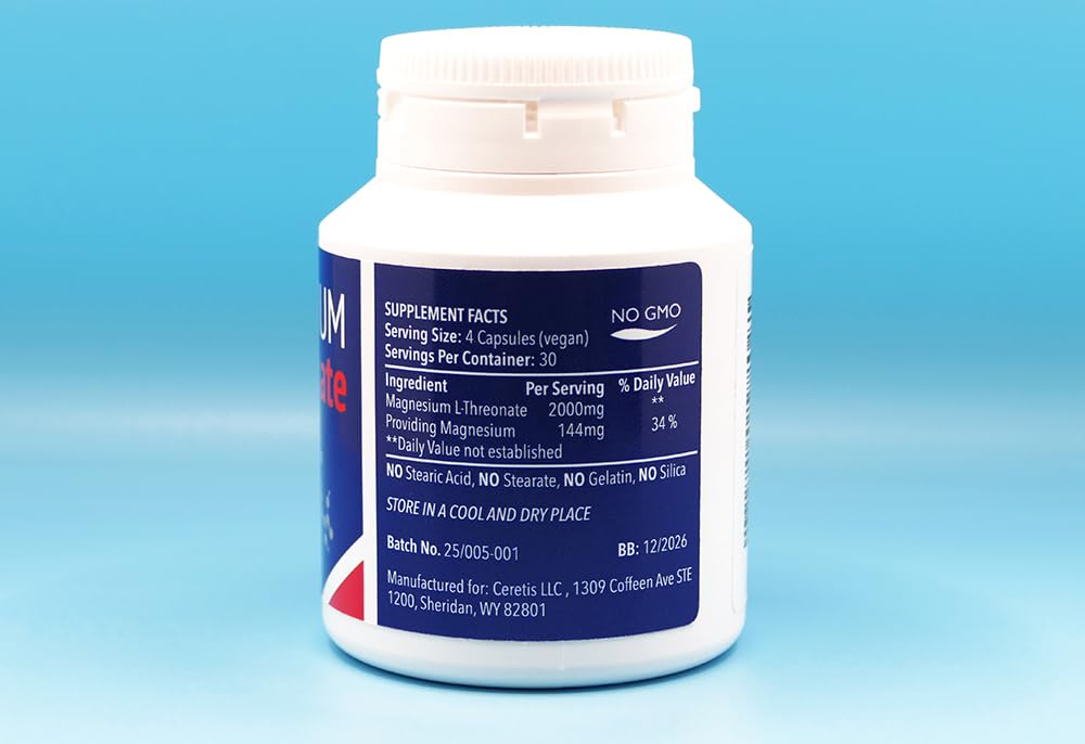 Ceretis Magnesium L-Threonate capsules arranged for convenient daily use.