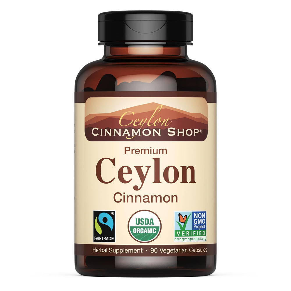 Ceylon Cinnamon Shop organic cinnamon bottle highlights premium capsules for daily wellness
