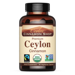 Ceylon Cinnamon Shop organic cinnamon bottle highlights premium capsules for daily wellness