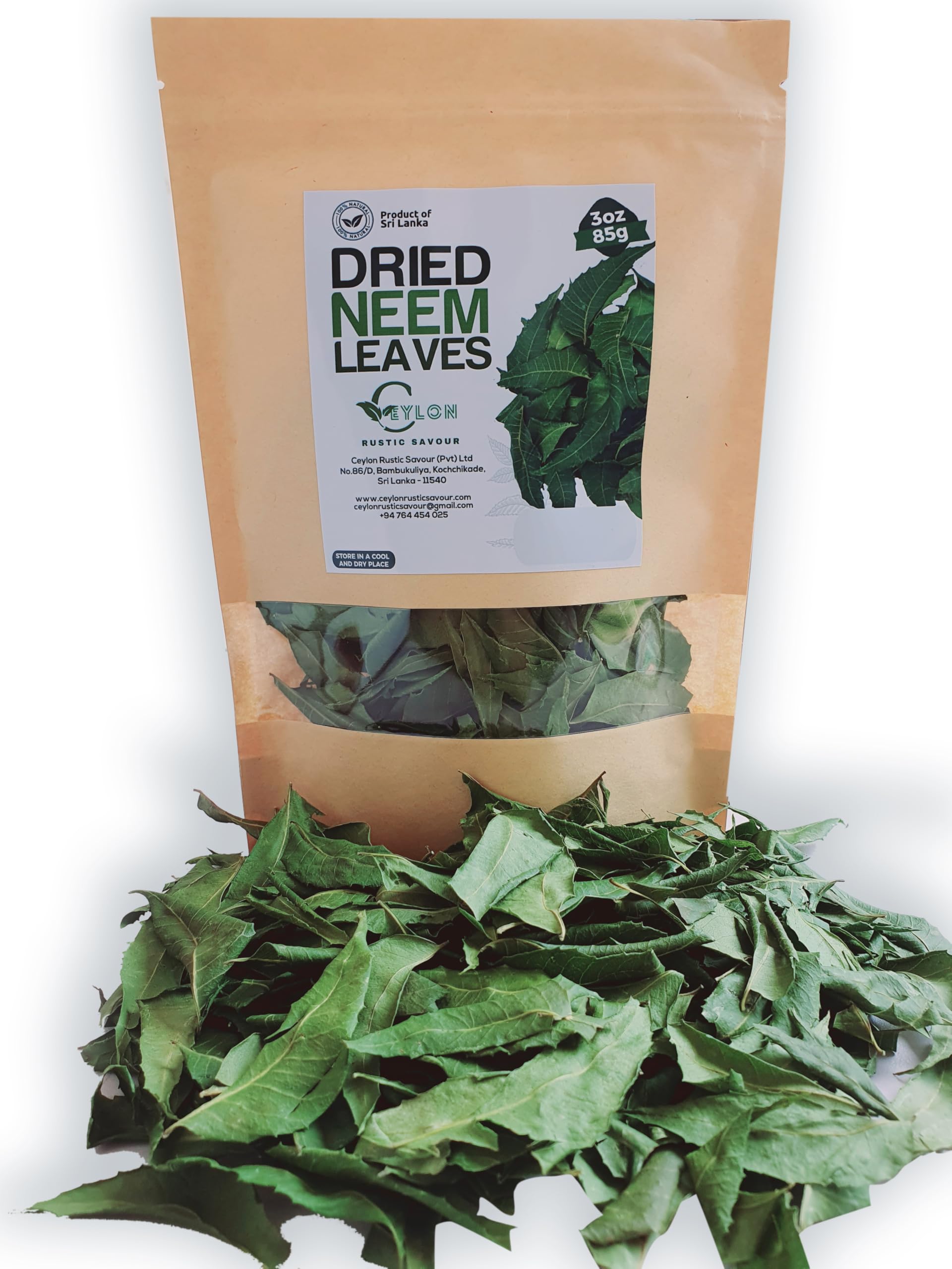 Ceylon Rustic Savour neem leaves in resealable pouch for tea.