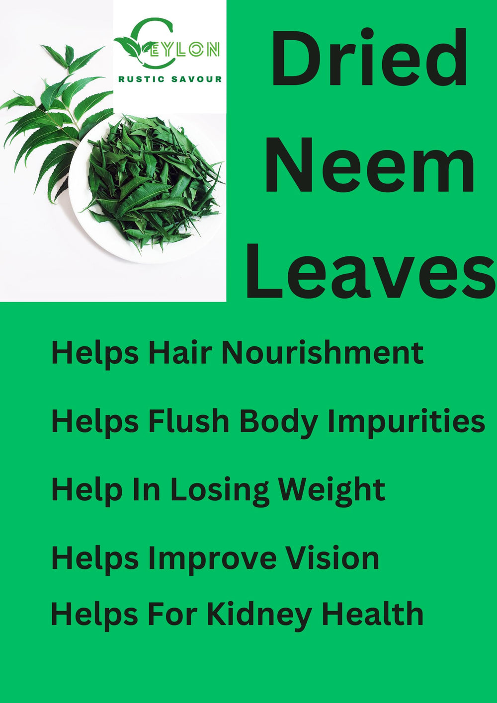 Sun-dried neem leaves harvested from wild trees for infusion by Ceylon Rustic Savour.