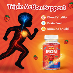 CFILIHTC Iron Gummies closeup-fruit texture; chewy strawberry texture