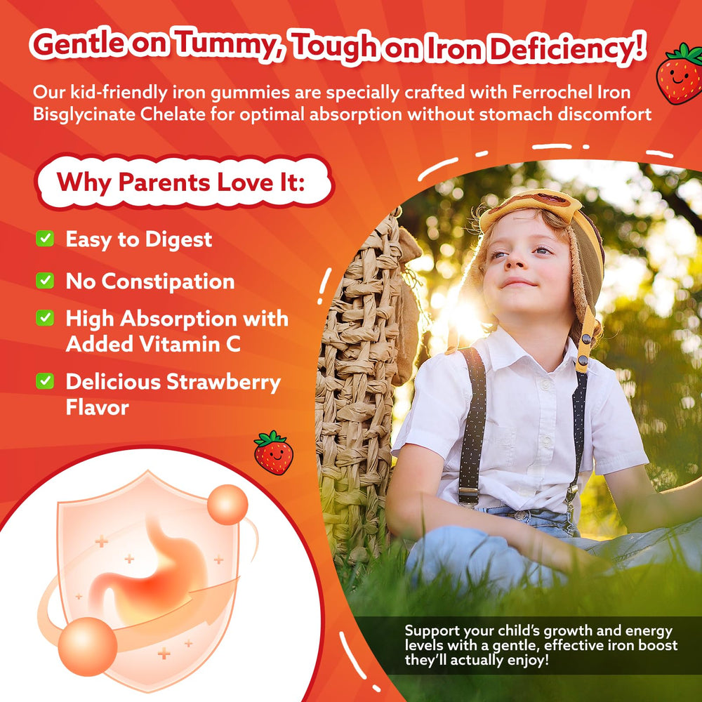 CFILIHTC Iron Gummies nutrition panel; 14 essential nutrients listed