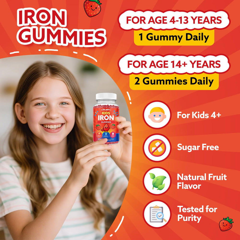 CFILIHTC Iron Gummies strawberry flavor; kid-friendly chewable