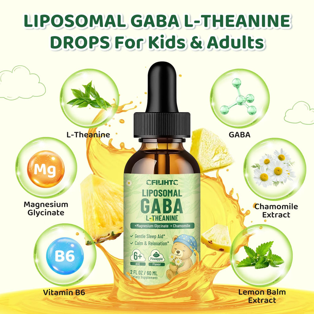 CFILIHTC liposomal GABA drops pineapple flavor in dropper for easy dosing