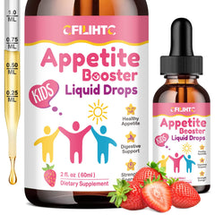 CFILIHTC liquid appetite booster for kids bottle shows clear labeling and nutrients.