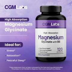 CGMLABS magnesium glycinate label detail shows gluten-free and non-GMO