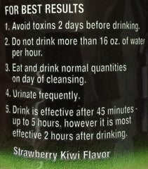 Champs Flush Out Detox Drink Strawberry Kiwi chilled bottle on a kitchen counter for daily use.