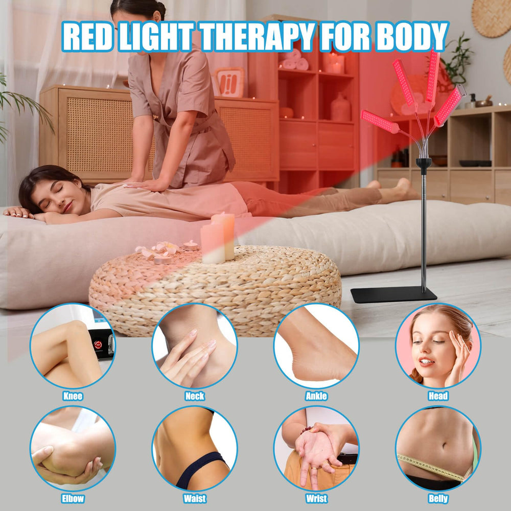 360-degree gooseneck heads enable targeting of hands, back, and face.