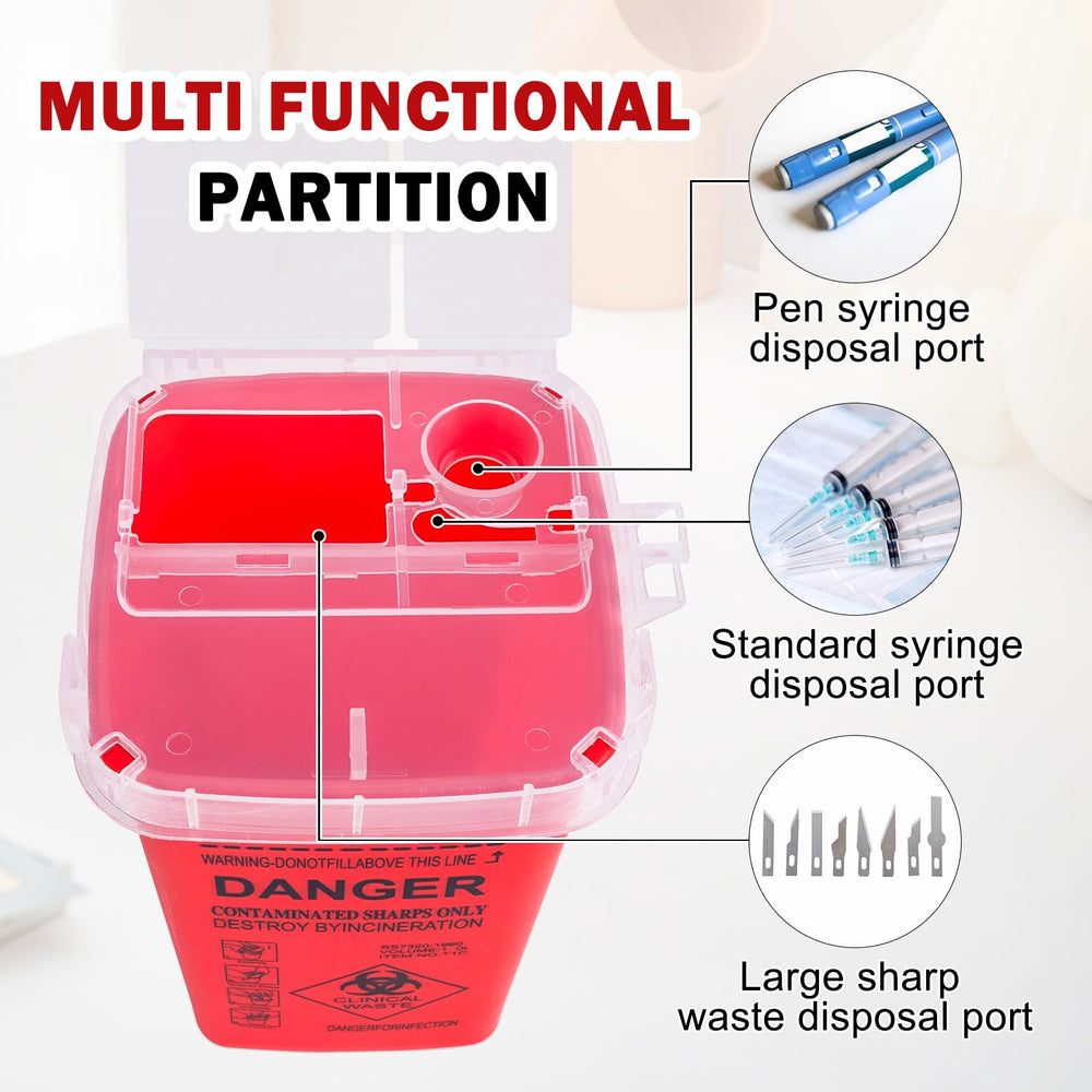CHANGTIKEJI red sharps container one-quart capacity ideal for compact use