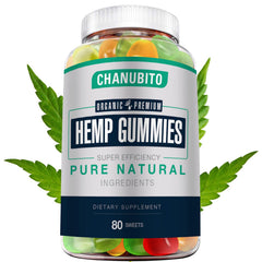 CHANUBITO hemp gummies bottle on table for easy evening relaxation.