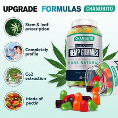 CHANUBITO Hemp Gummies fruity flavors closeup for enjoyable evening routine.