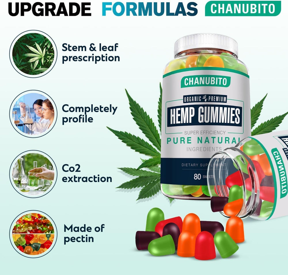 CHANUBITO hemp gummies pour showing convenient daily serving.