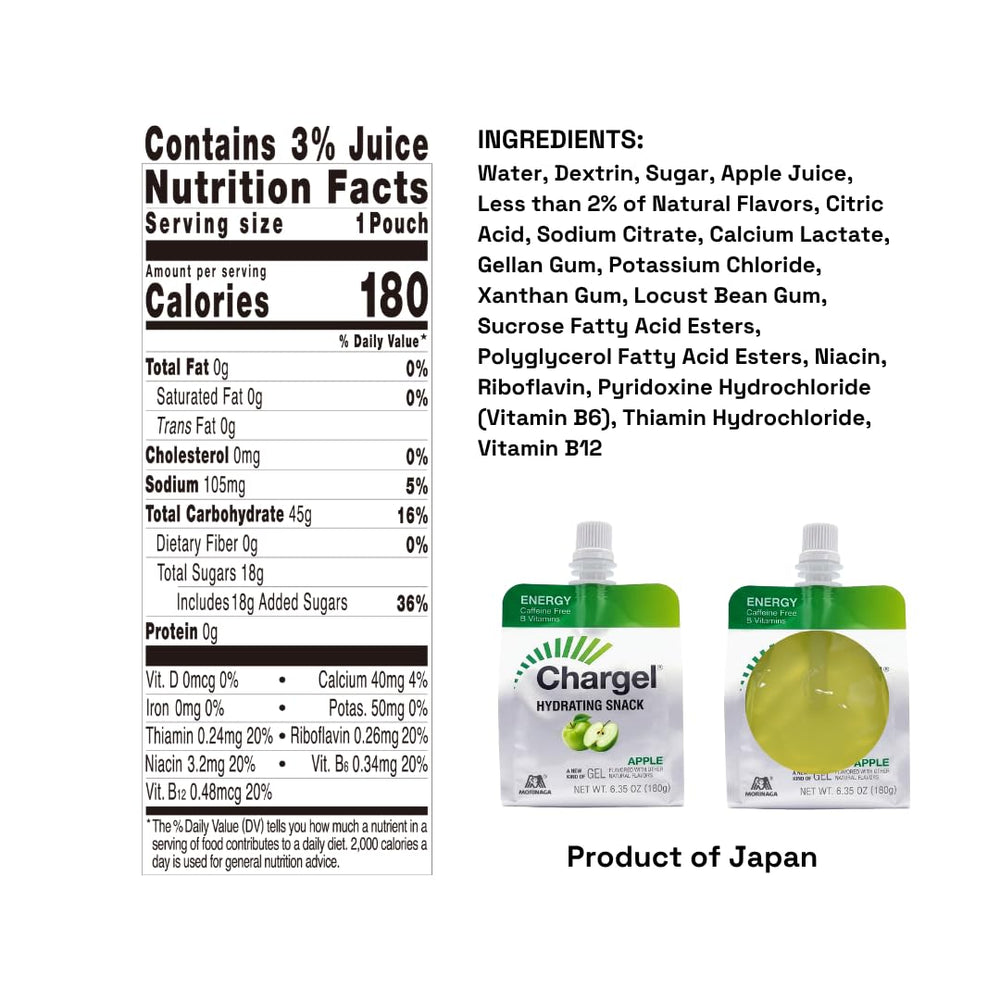 Notas de manzana crujiente de Chargel para sesiones de entrenamiento intensas.