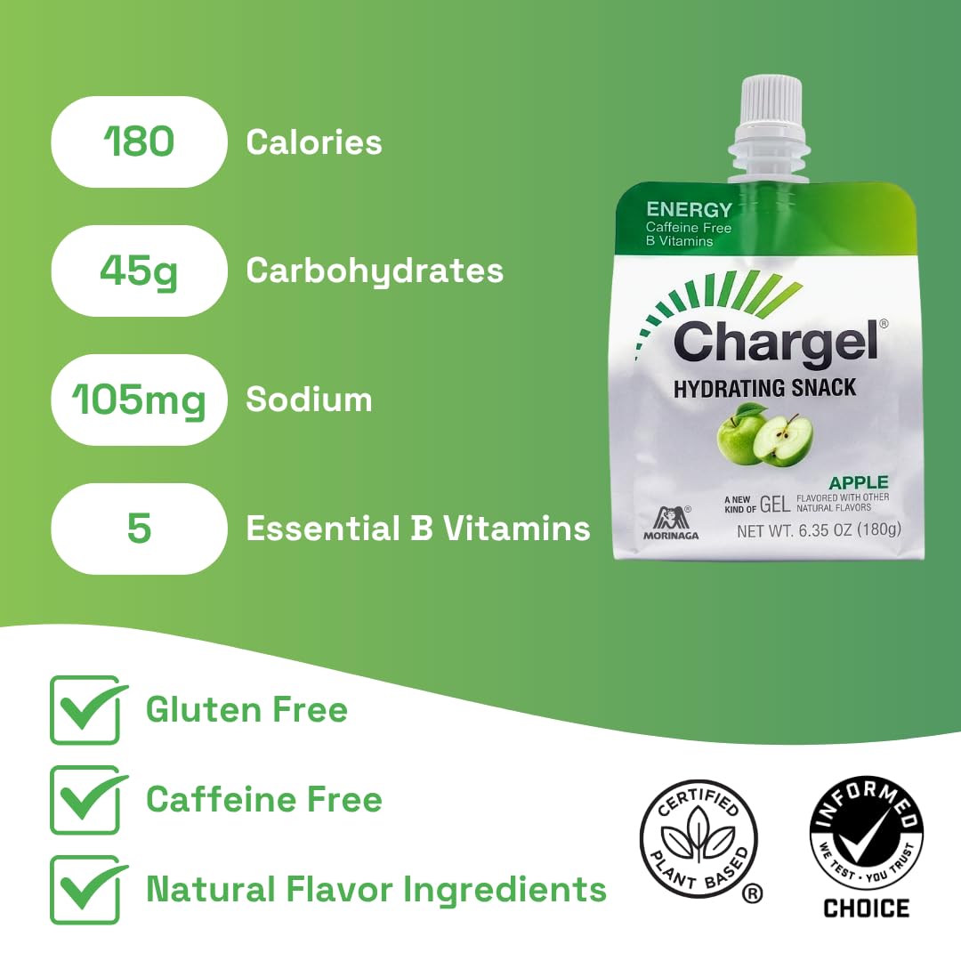 Chargel Manzana con tapón integrado para uso sin derrames en ruta.