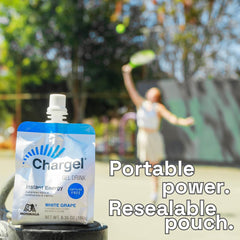 Close-up of Chargel label and ingredients highlighting clean nutrition