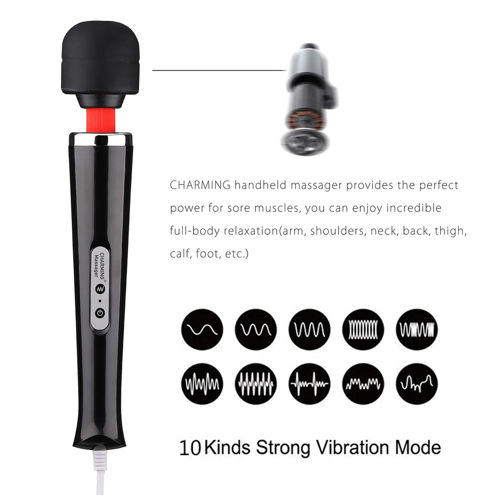 CHARMING massager with removable soft head for gentle sessions and easy cleaning.